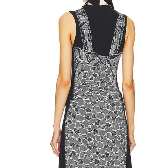 JONATHAN SIMKAI "Aldina" black and white lace effect maxi dress - SIZE M - Picture 3 of 8